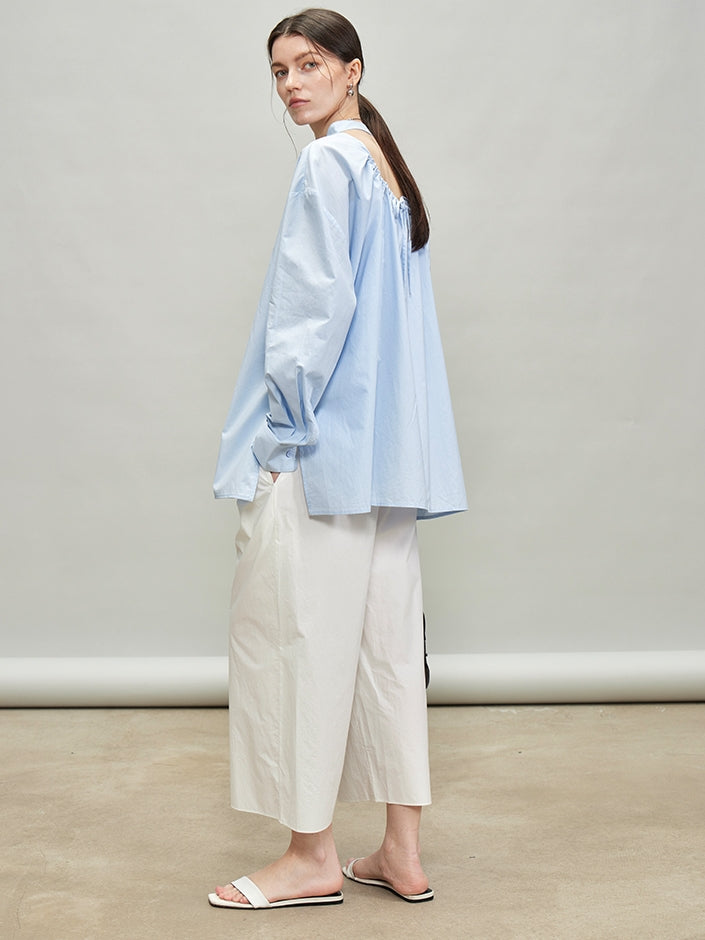 Back Drawstring Pleated Tops_BDHL7335
