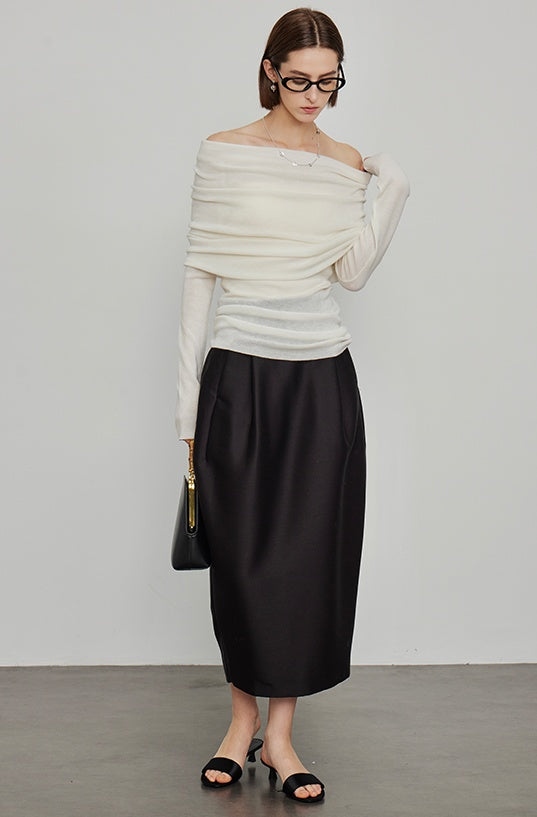 High-Waisted Pleated Bud Skirt_BDHL6491