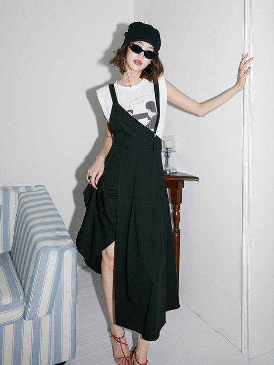 Irregular Shoulder Strap Skirt_BDHL7535