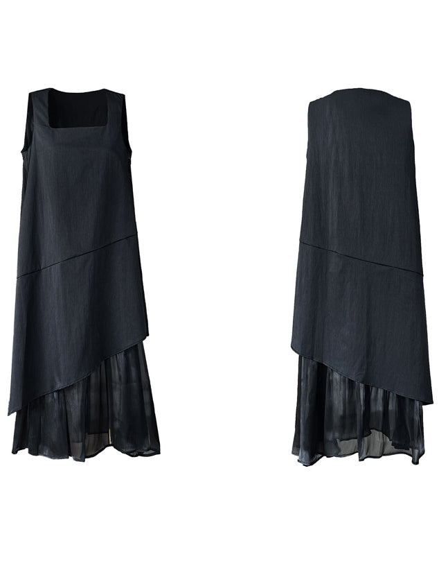 Splicing Fishtail Sleeveless Dress_BDHL7528