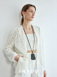 Lace Sheer Lapel Jacket_BDHL6147