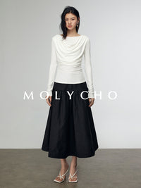 A-Line Medium Length Skirt_BDHL7246