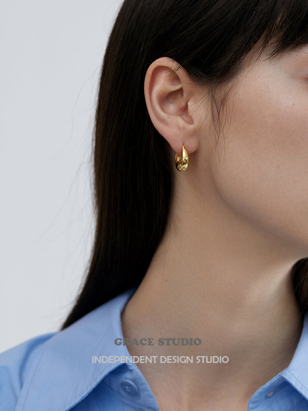Glossy Dome-Shaped Hoop Pierced Earrings_BDHL7675