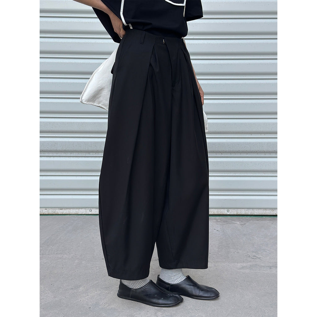 High Waist Balloon Wide Leg Drape Pants_BDHL8263