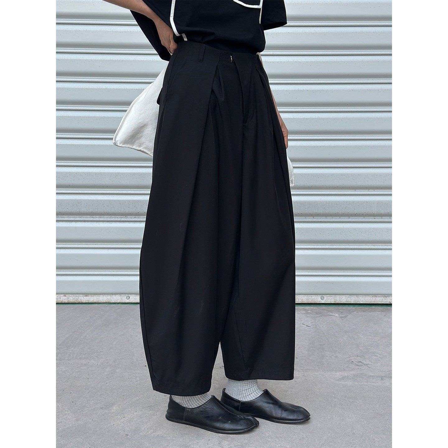 High Waist Balloon Wide Leg Drape Pants_BDHL8263