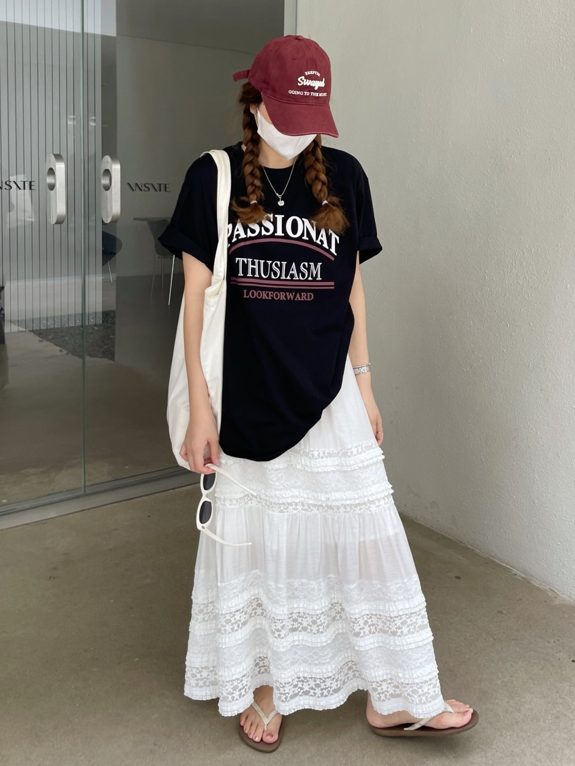 Lace Tiered White Skirt_BDHL7612