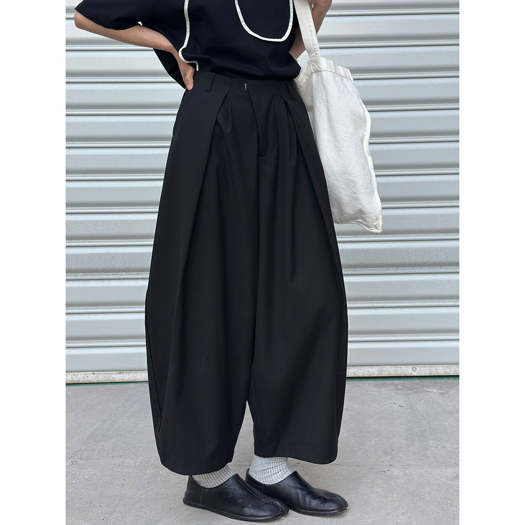 High Waist Balloon Wide Leg Drape Pants_BDHL8263