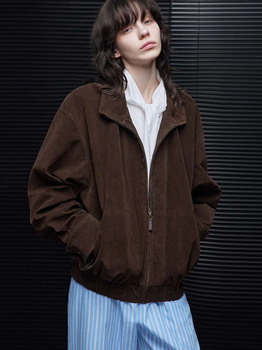 Stand-Collar Suede Jacket_BDHL7797