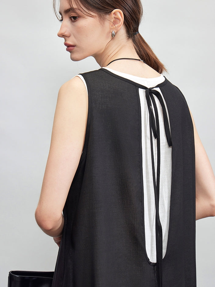 U-Neck Sleeveless Dress Set_BDHL7599