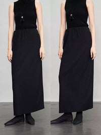 Back Slit Straight Long Skirt_BDHL6696