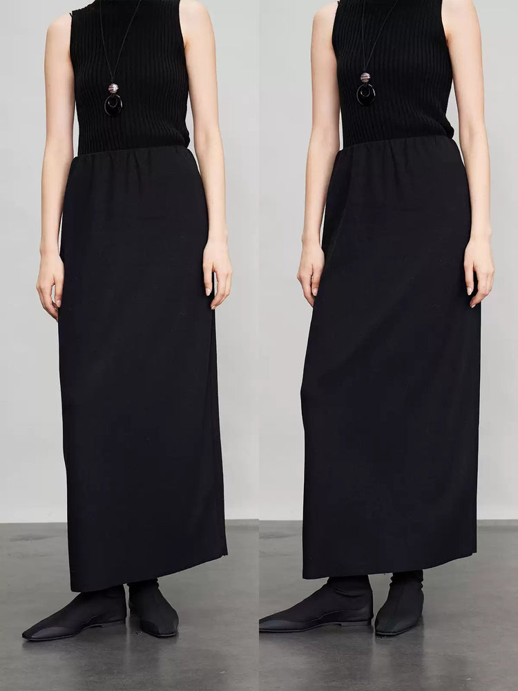 Back Slit Straight Long Skirt_BDHL6696