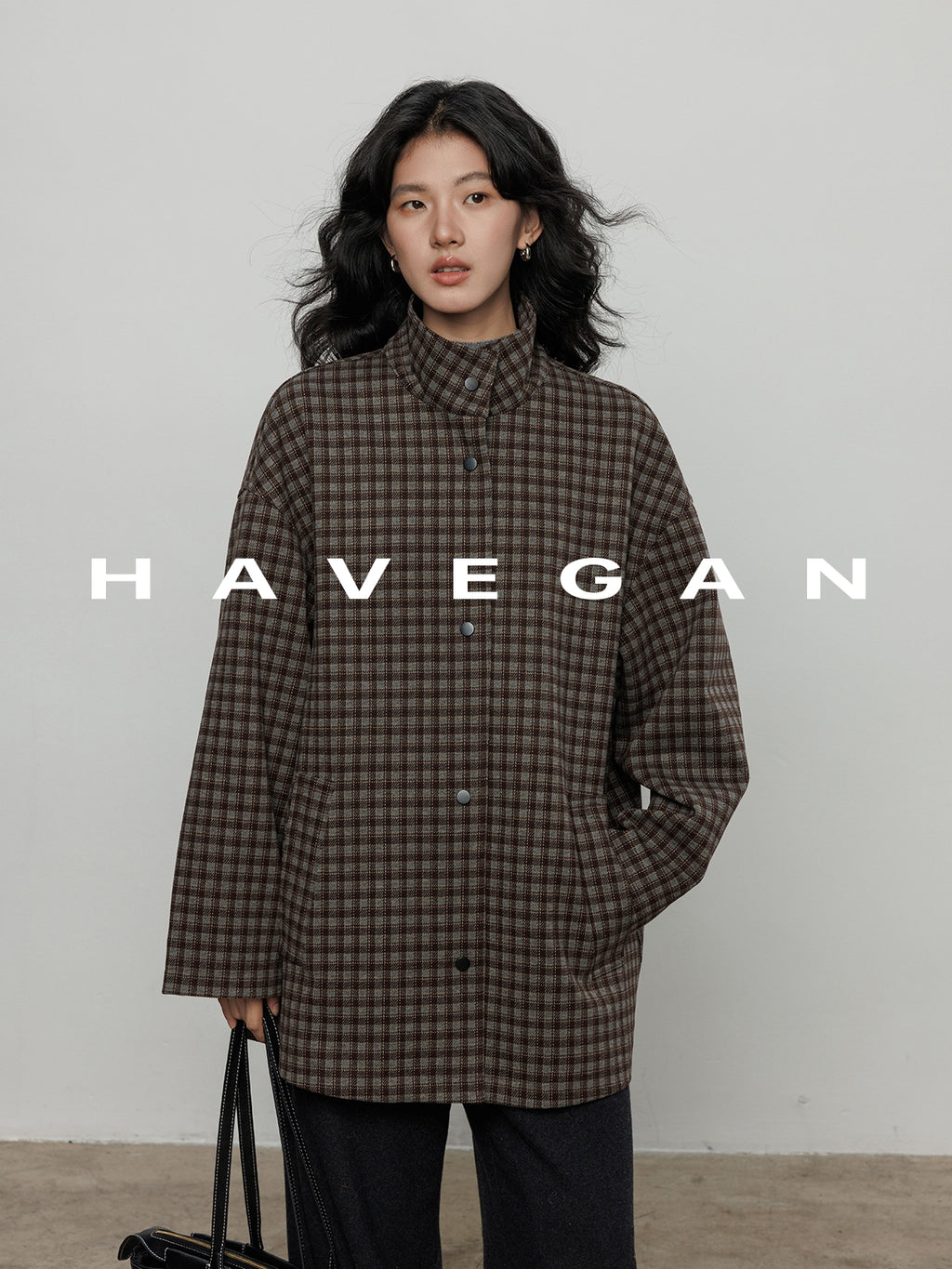 立領格紋上衣_BDHL7961