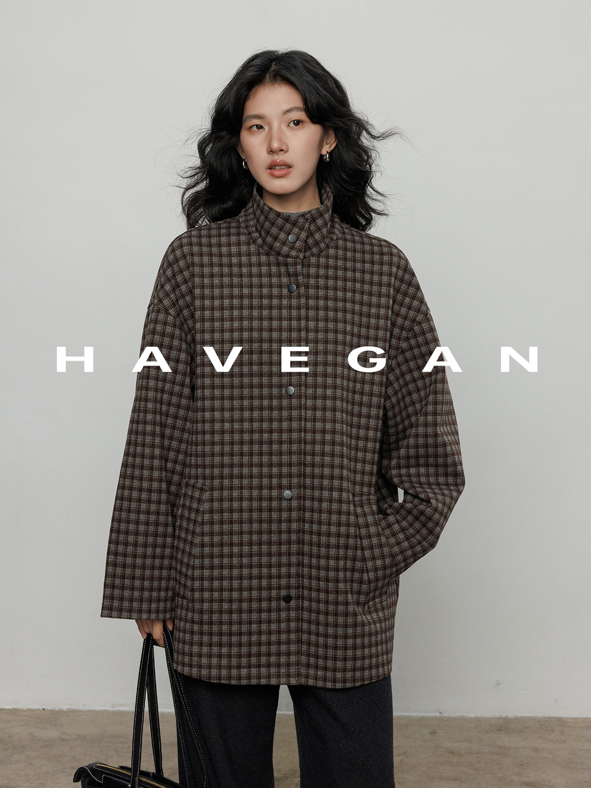 立領格紋上衣_BDHL7961