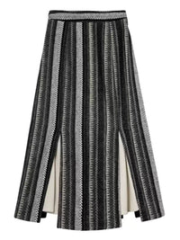 Retro Striped Slim Slit Skirt_BDHL6830