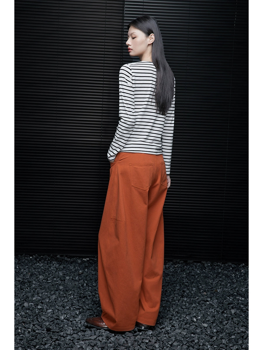 Asymmetric Stripe Long Sleeve Top_BDHL7645