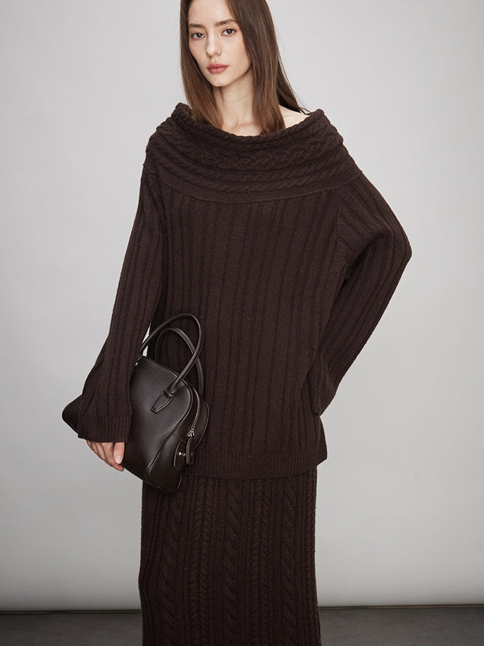 Off-Shoulder Knit Tops Or Knit Waist Skirt_BDHL7992