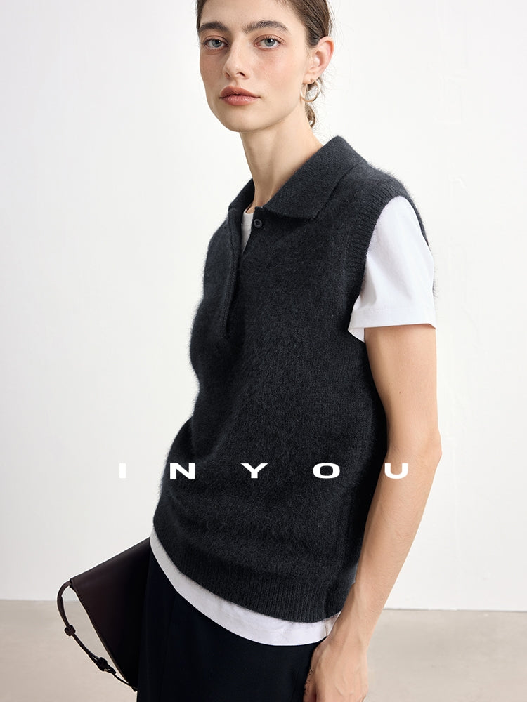 Polo-Neck Knit Sleeveless Tops_BDHL7747