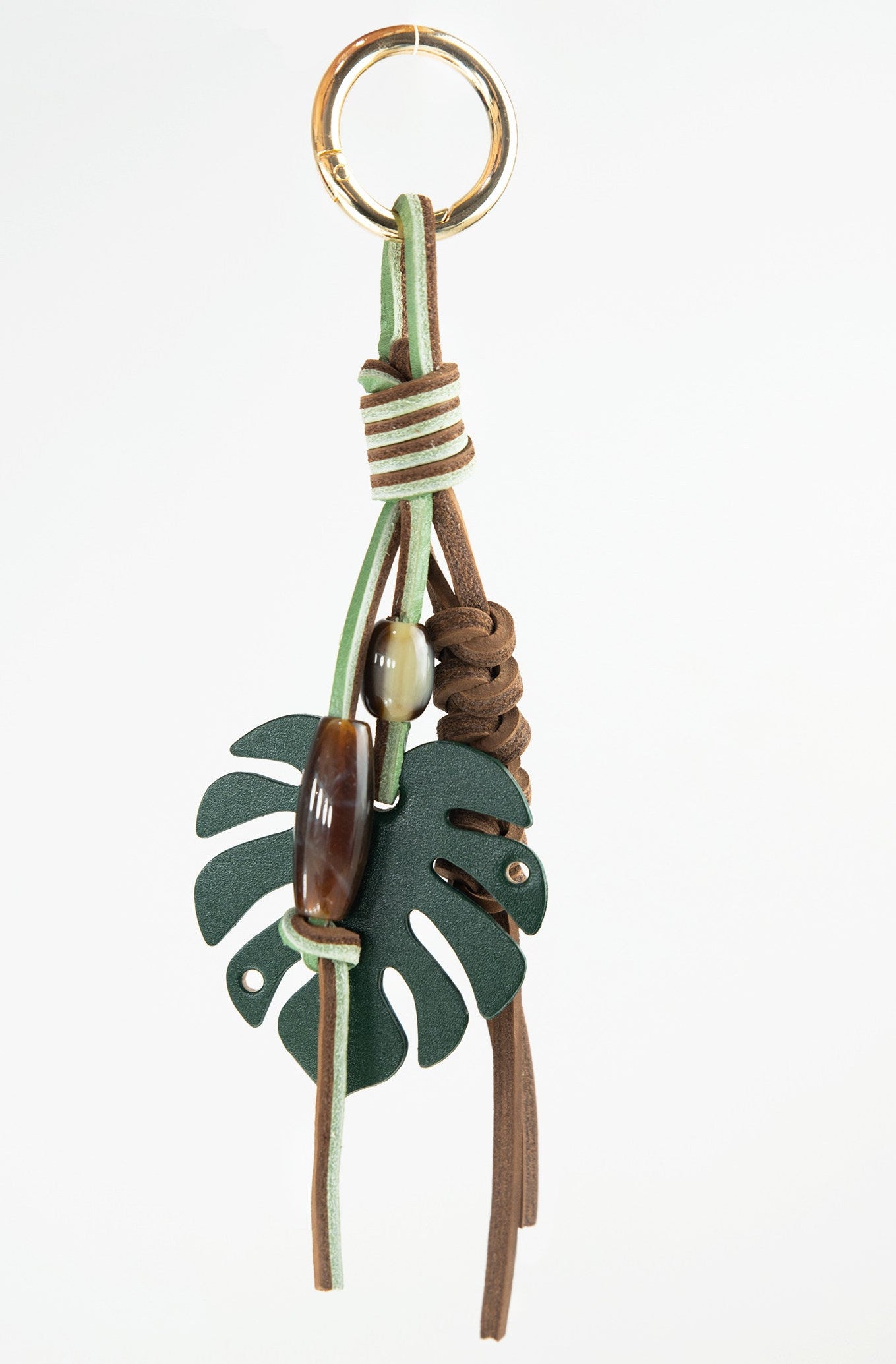 Monstera Leaf Leather Bag Charm_BDHL8429
