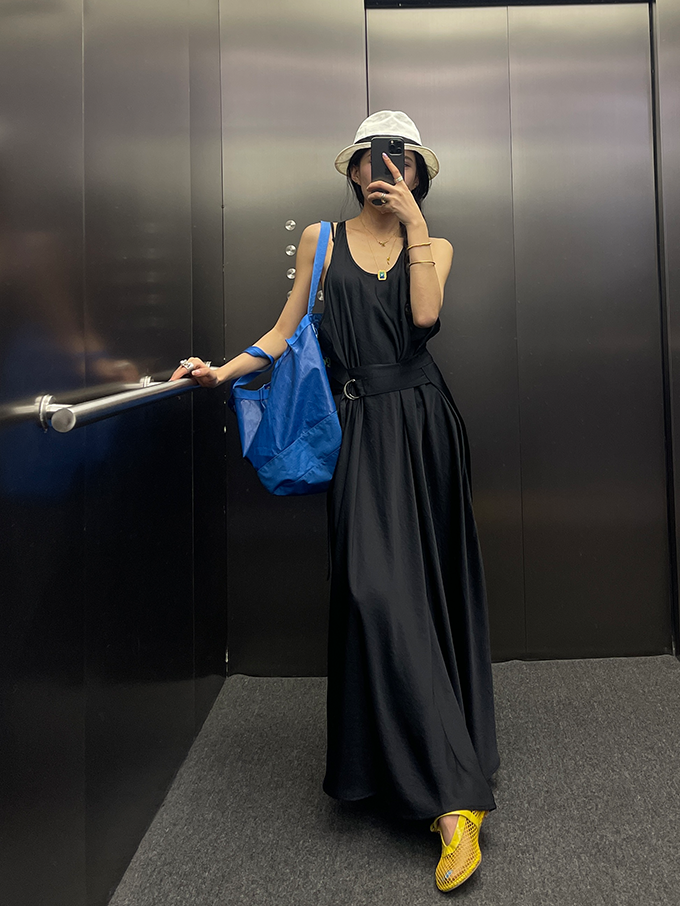Waist Belt Sleeveless Dress_BDHL7656