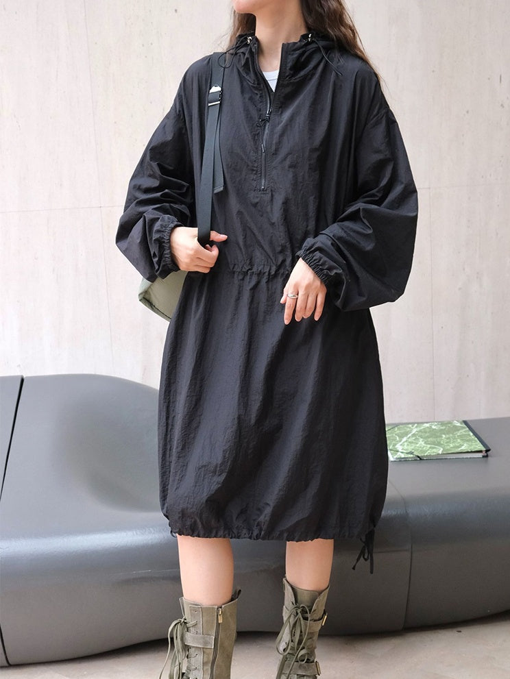 Drawstring Hooded Dress_BDHL6536