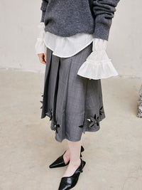 3D Hollow Pleated Skirt_BDHL6750