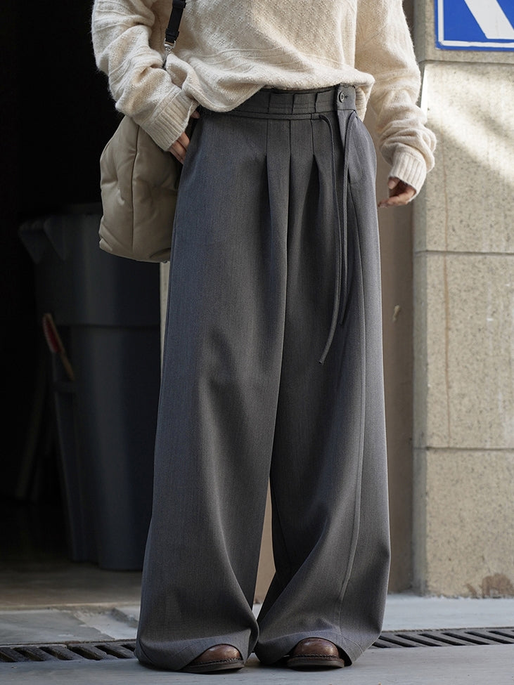 Pleated Side-Drape Pants_BDHL7773