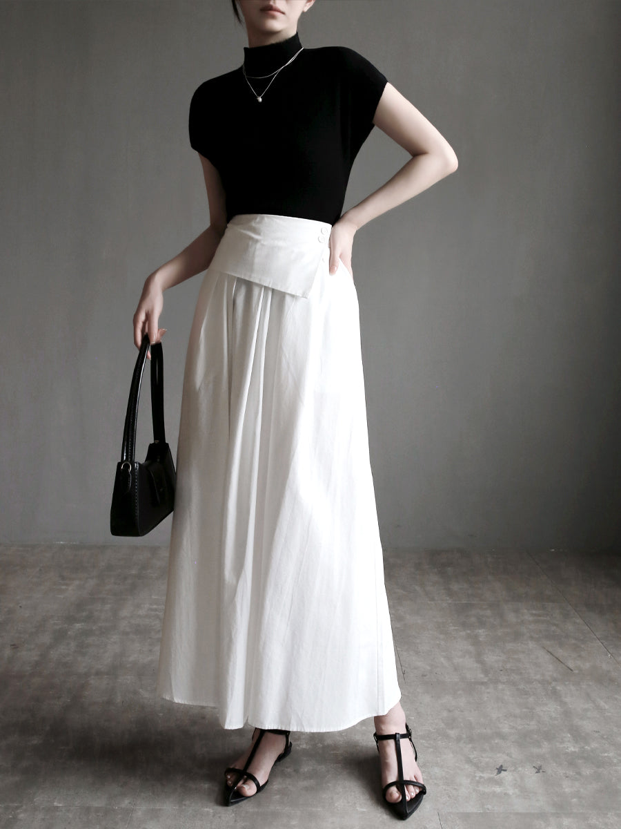 Half-High Collar Short-Sleeved Tops_BDHL7573