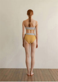 High Waist Striped Split Bandeau Bikini_HL3233