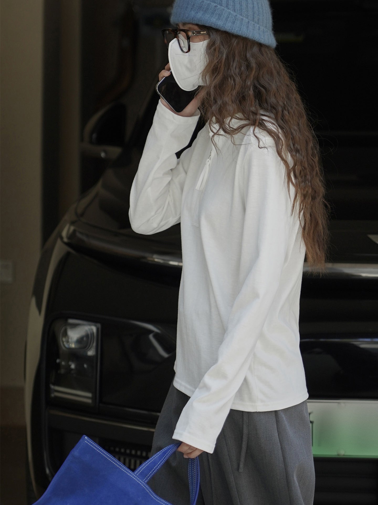 Simple Half-Zip Long-Sleeved Tops_BDHL7776