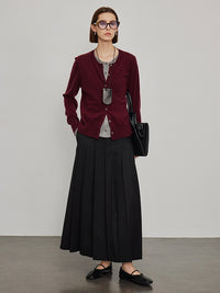 Pressed Pleated Long Skirt_BDHL6444