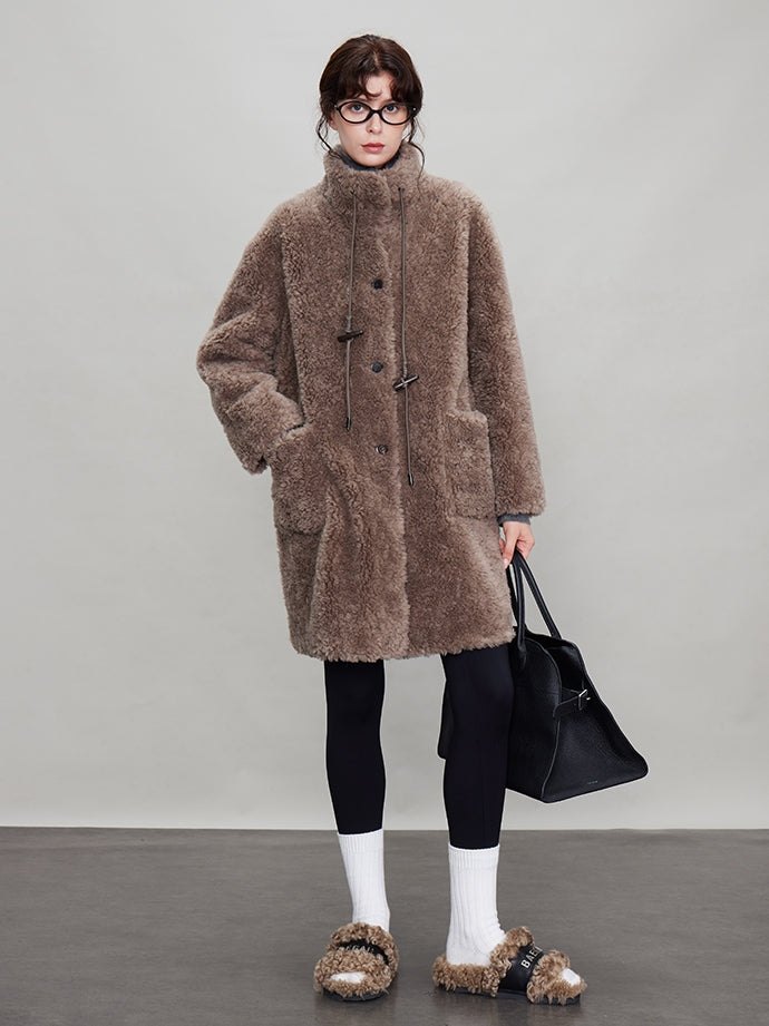 Stand Collar Thick Fur Long Jacket_BDHL6924