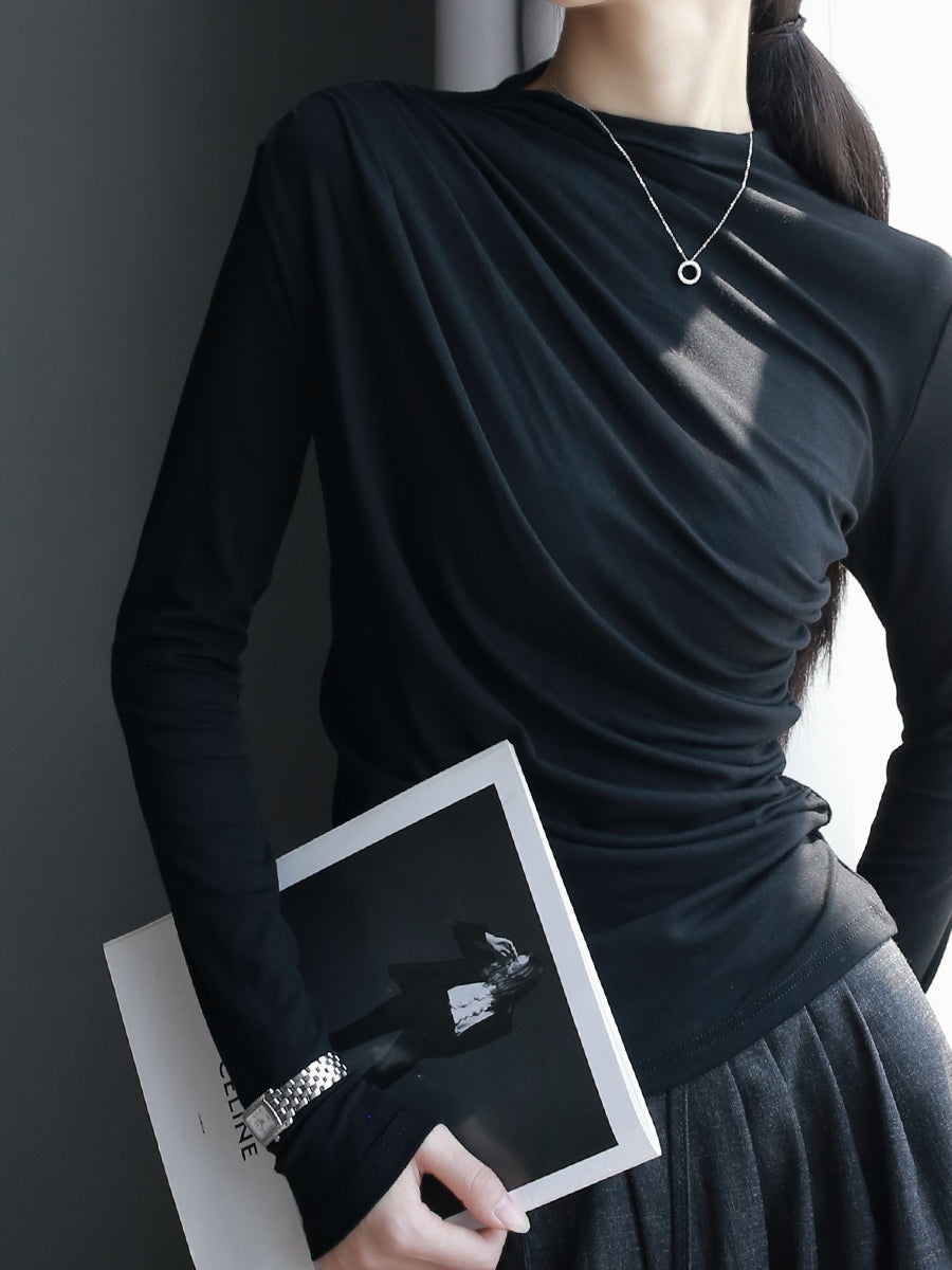 One-Line Pleated Slim Tops_BDHL7766