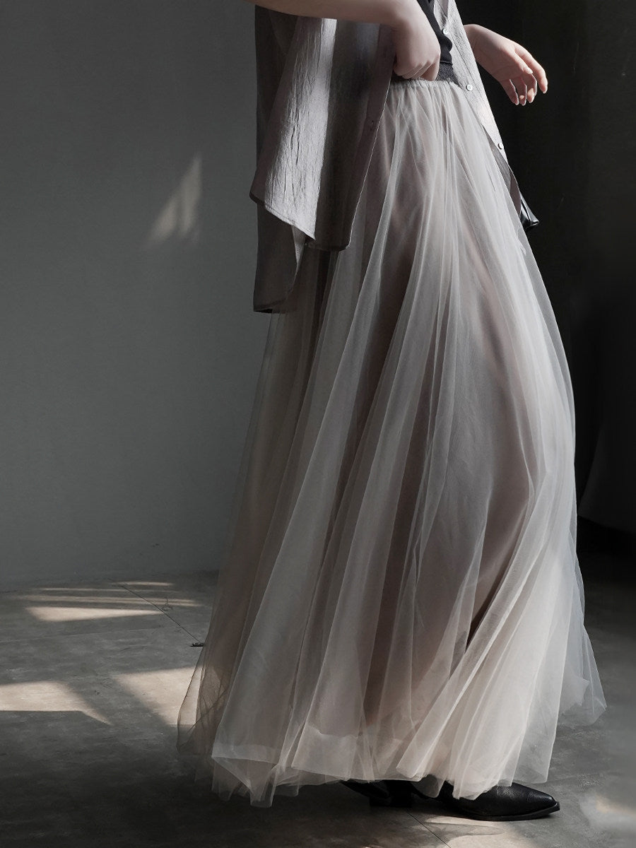 Tulle Flared Maxi Skirt_BDHL8351