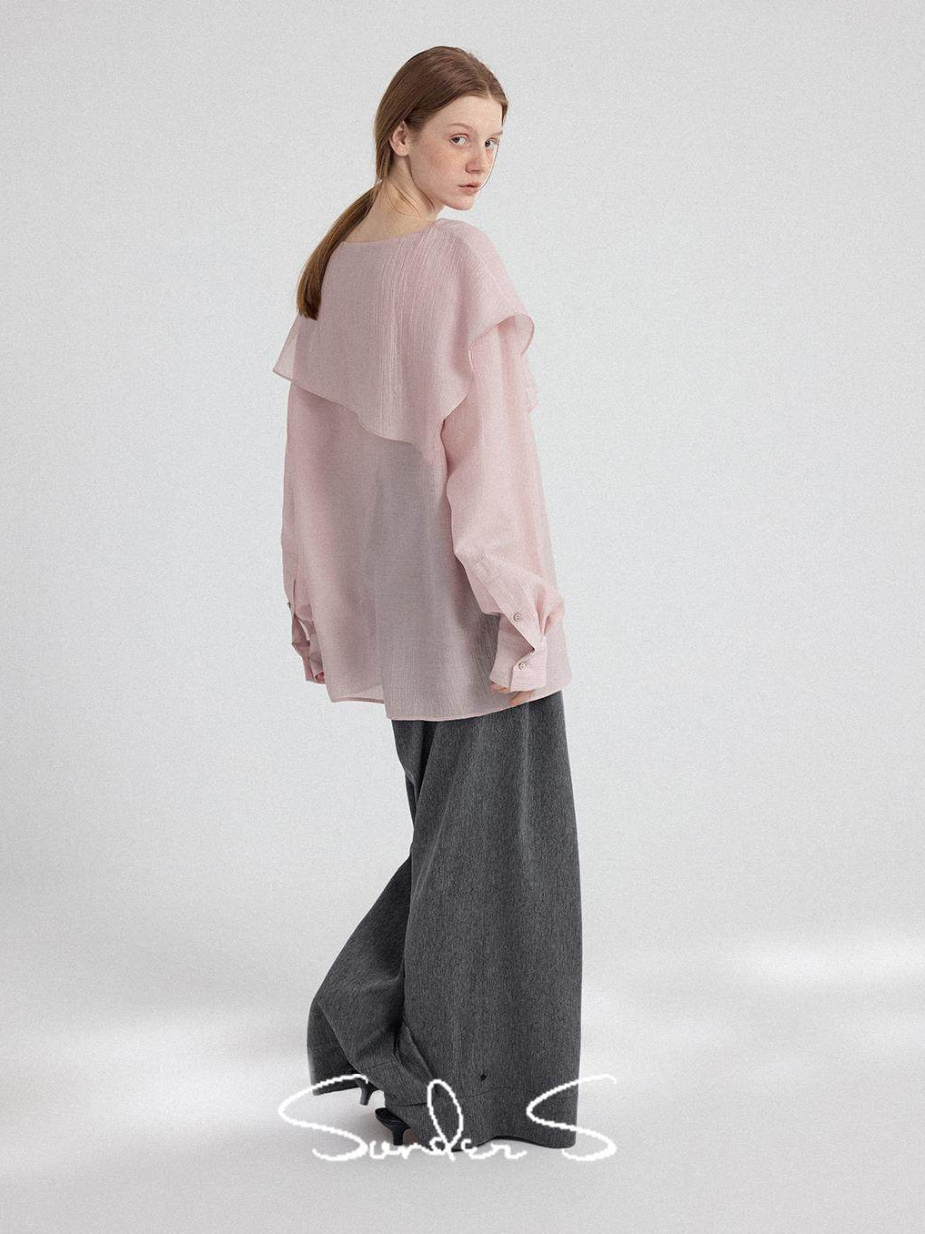 Asymmetrical Loose-Collar Blouse_BDHL8155