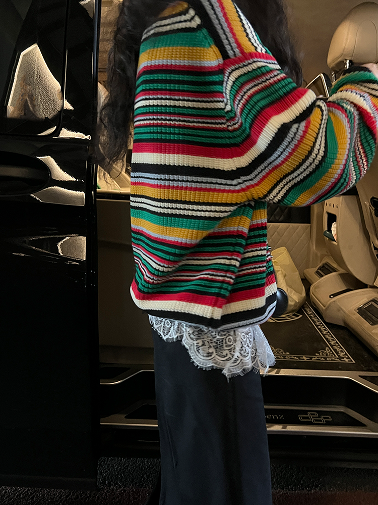 Multi-Coloured Loose Stripe Pullover_BDHL6731
