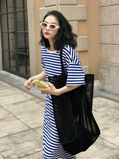 Backless Striped Sleeveless Dress_BDHL7548