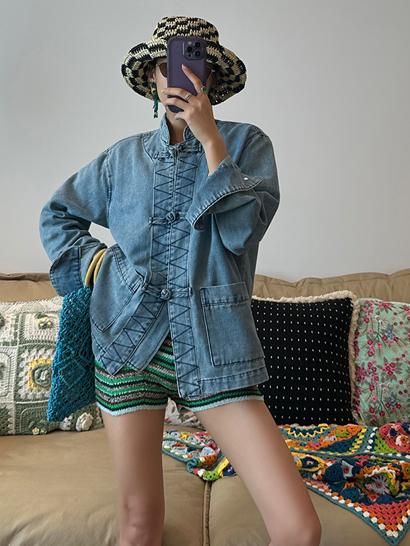 String Fastening Denim Jacket_BDHL6405