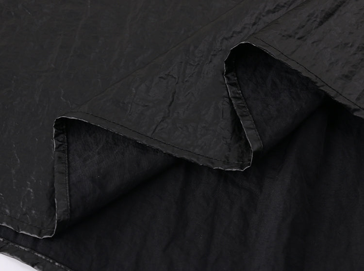 Matt Paper Leather Pleated Skirt_BDHL7706
