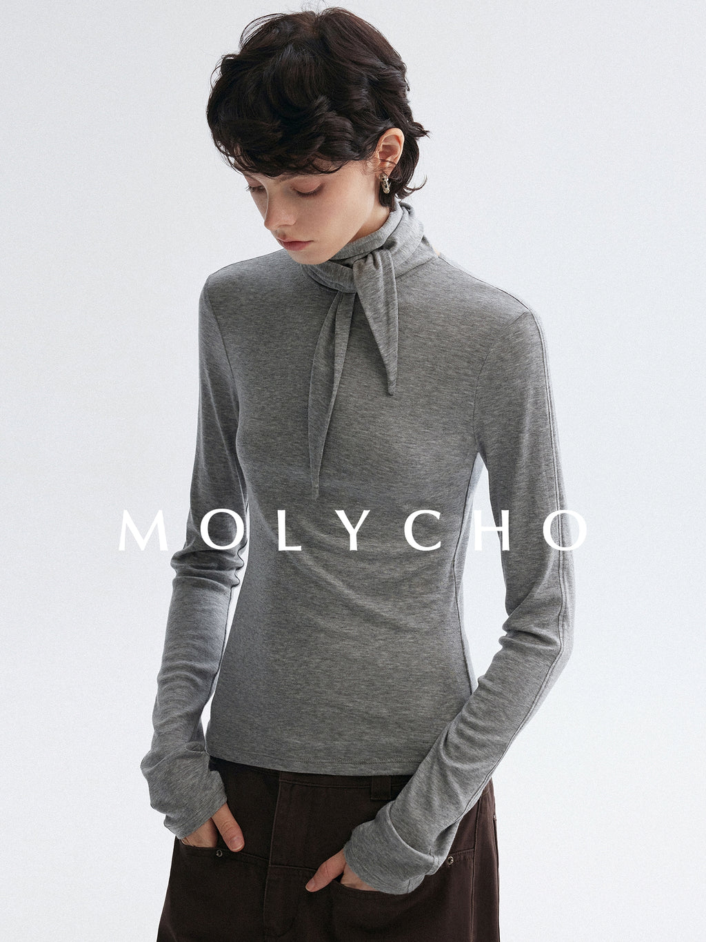 高領繫帶上衣_BDHL7951