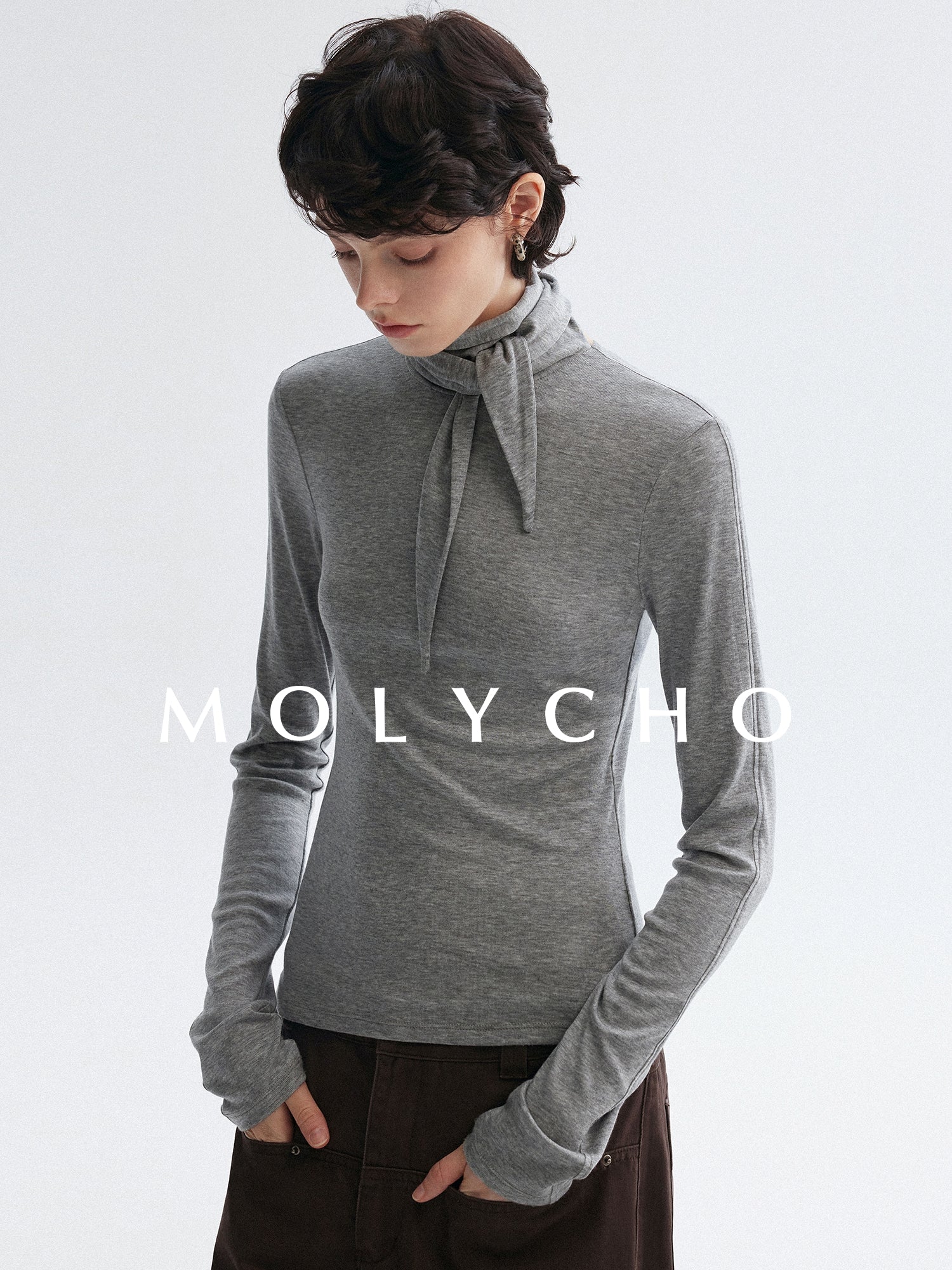 高領繫帶上衣_BDHL7951