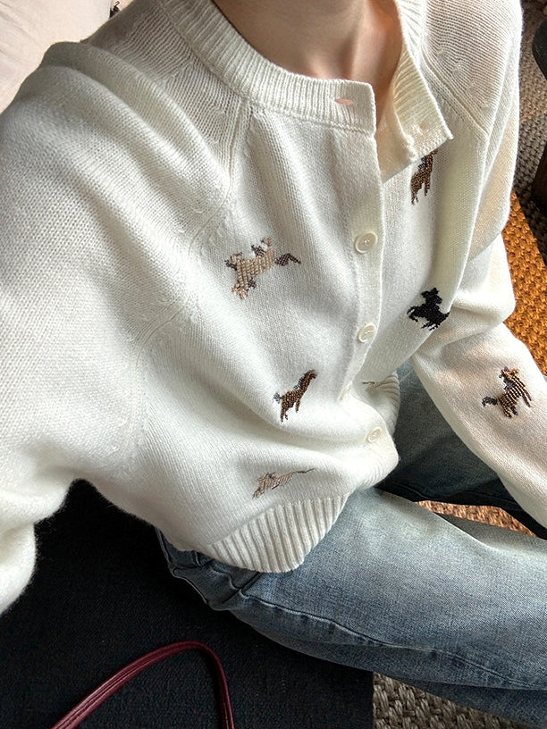 Beaded Embroidery Knit Top Or Cardigan_BDHL8121