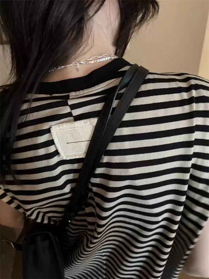 Border Sleeveless Straight Dress_BDHL7559