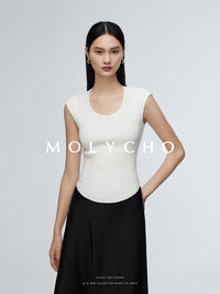 U-Neck Sleeveless Slim Knit Tops_BDHL6297