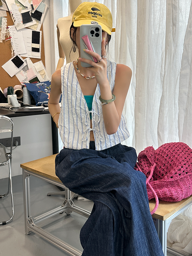 Crumpled Striped Vest_BDHL7249