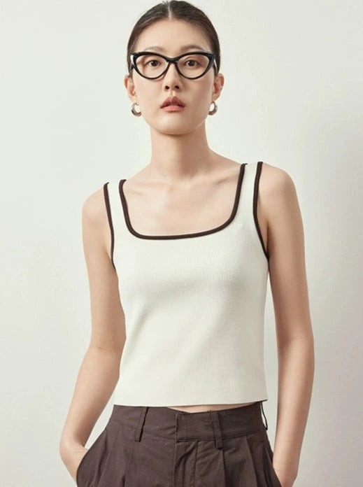 Square Neck Color Blocking Tank Top_BDHL6059