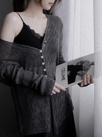 Knitted Cardigan And Lace Camisole Set_BDHL7414