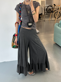 Frilled Wide-Leg Pants_BDHL7258