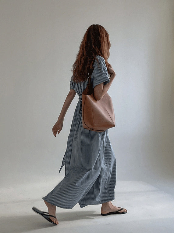 Waist Cross Stripe Dress_BDHL7554