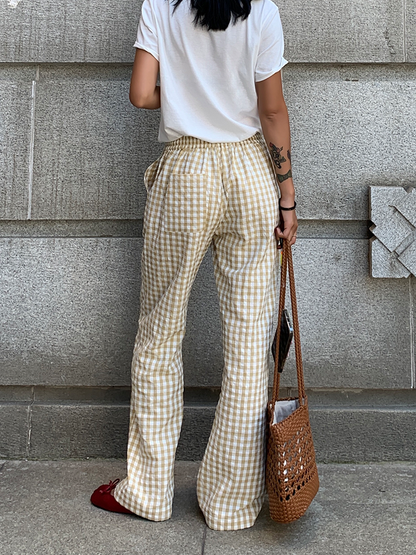 Checkered Straight Leg Pants_BDHL6260