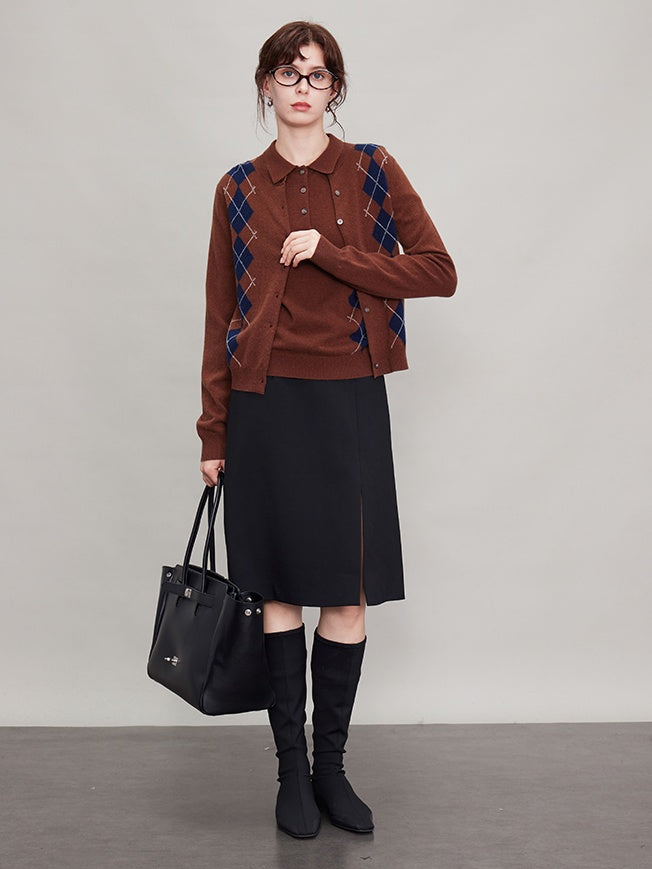 Straight Front Slit A-Line Skirt_BDHL6680